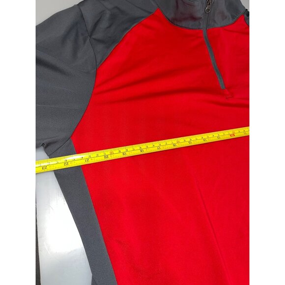 Columbia Mens Long‎ Sleeve Quarter Zip Shirt Pullover Omni Wick Large Red Grey - Picture 6 of 7